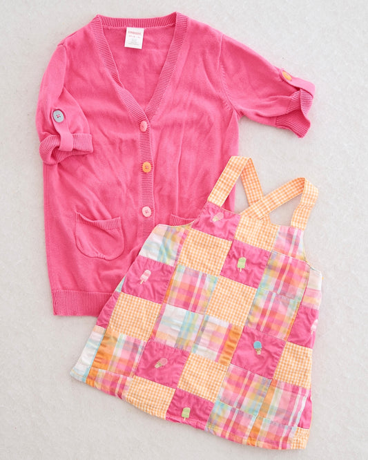 Y2K Gymboree Popsicle Party Cardigan + Patchwork Toddler Tank Bundle: 4T