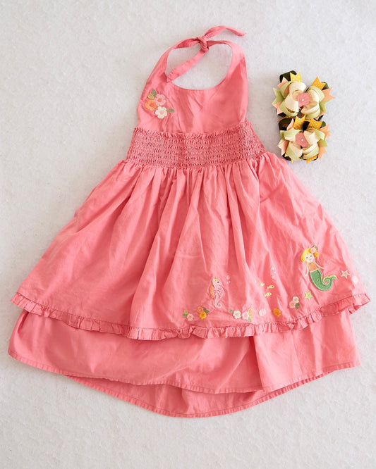 Vintage Gymboree Coral Reef Mermaid Seahorse Halter Dress: 3T