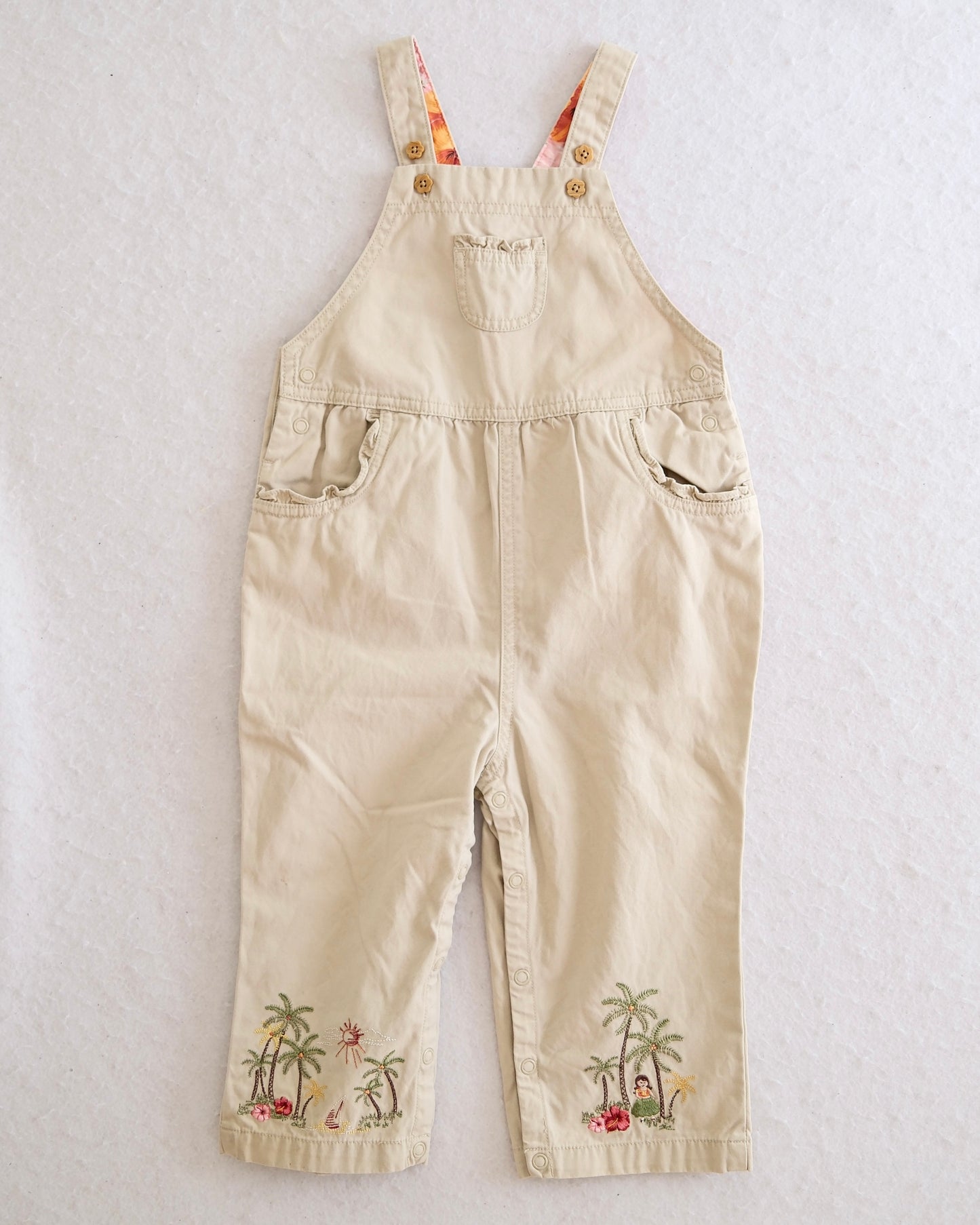 Vintage Gymboree Little Hula Girl Embroidered Overalls Romper: 24m