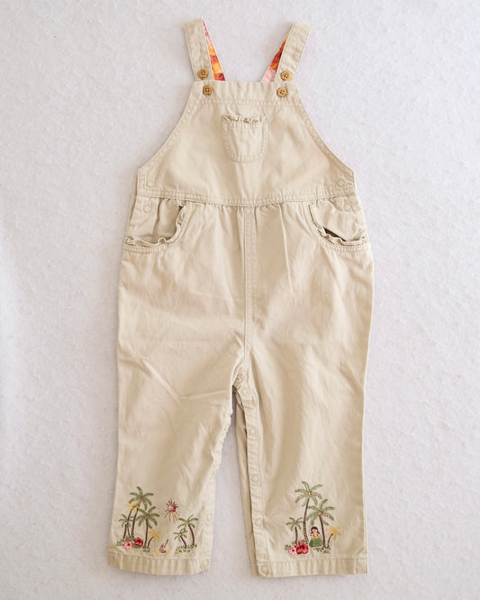 Vintage Gymboree Little Hula Girl Embroidered Overalls Romper: 24m