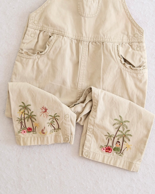 Vintage Gymboree Little Hula Girl Embroidered Overalls Romper: 24m