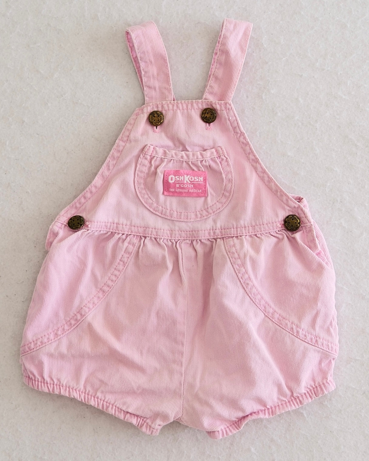 Vintage OshKosh B'Gosh girls pink bubble shortall size 18 months, ice cream patch