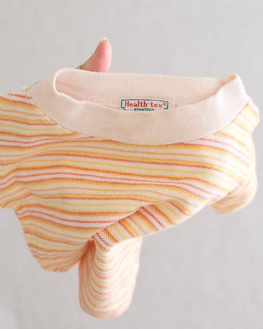 Vintage Healthtex Yellow Orange Stripe Baby Ringer Tee: 18 Months