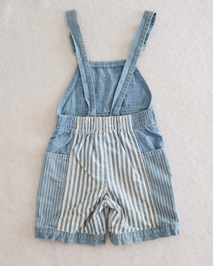 Vintage OshKosh Striped Light Chambray Green Label Toddler Overalls: 4T