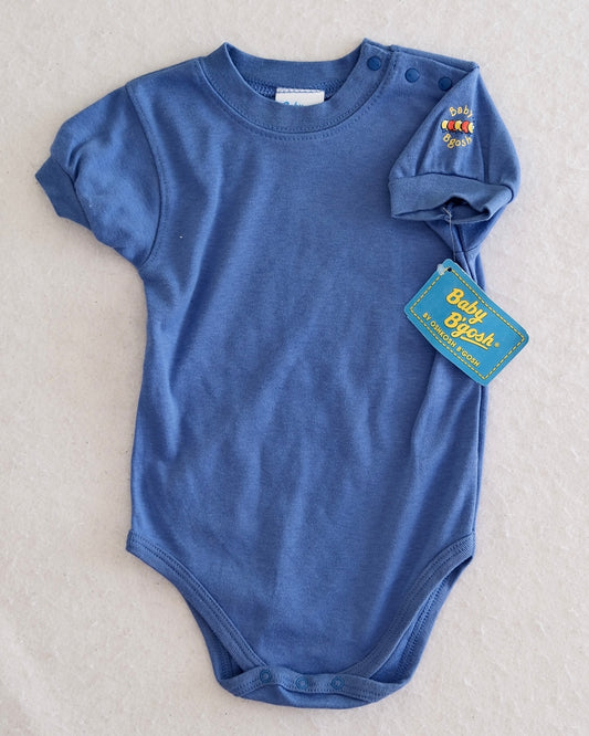 Vintage OshKosh Baby B'Gosh boys blue solid snap shoulder bodysuit caterpillar