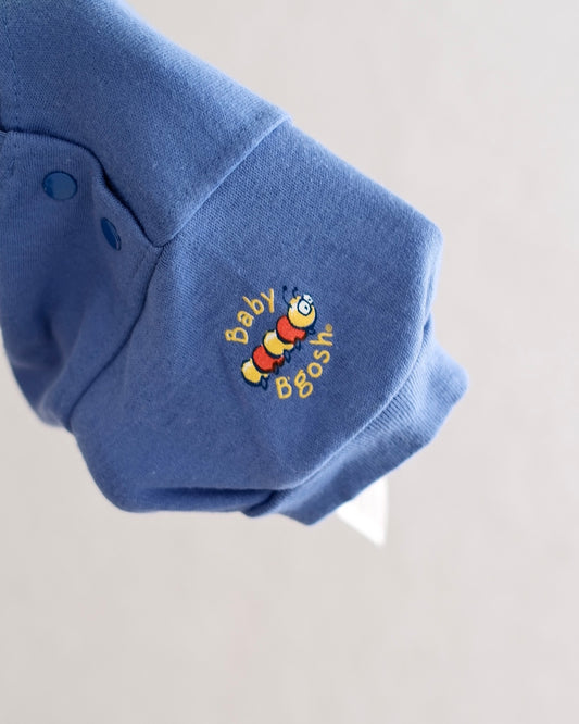 Vintage OshKosh Baby B'Gosh boys blue solid snap shoulder bodysuit caterpillar