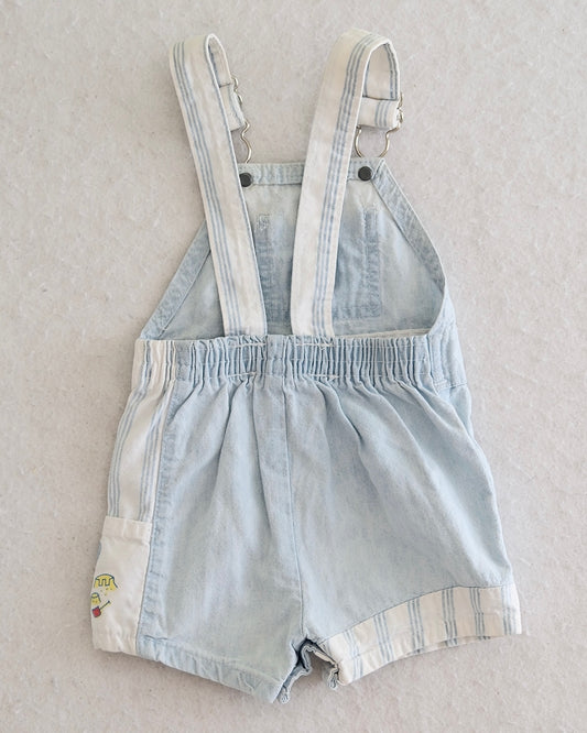 Vintage OshKosh B'Gosh Light Wash Baby Shortalls with Beach Graphic Pocket: 6-12m?