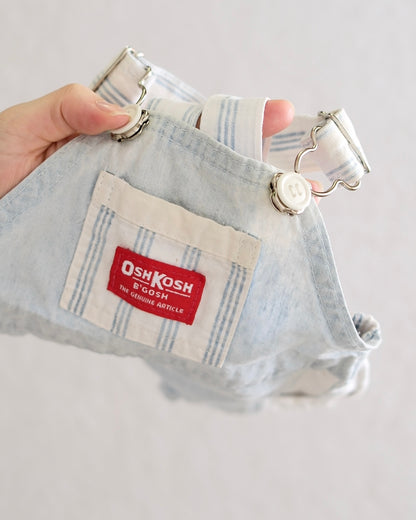 Vintage OshKosh B'Gosh Light Wash Baby Shortalls with Beach Graphic Pocket: 6-12m?