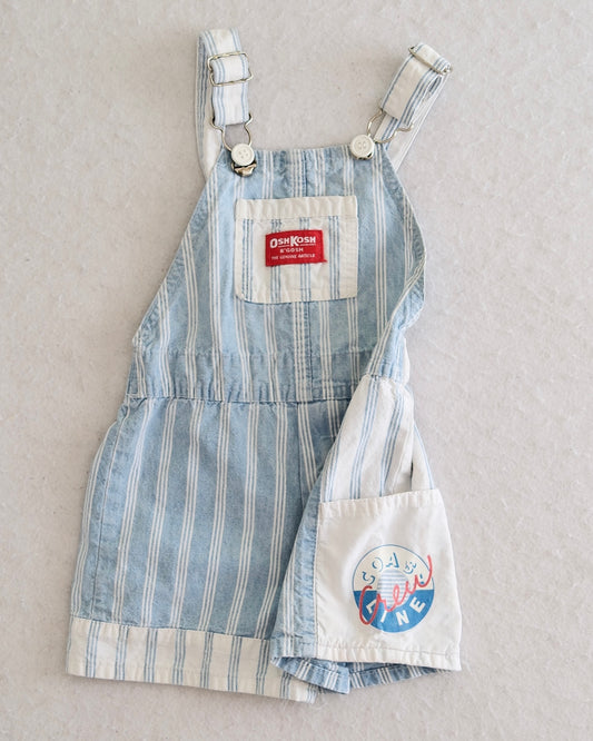 Vintage OshKosh B'Gosh baby blue stripe shortall overalls, Coast Line Crew