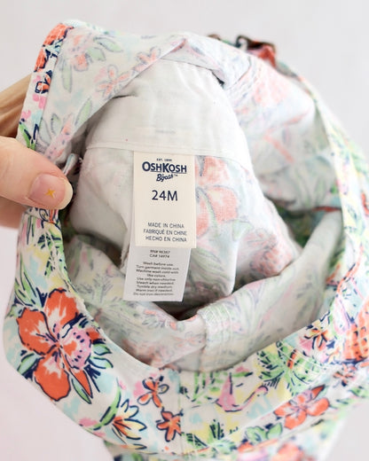 2010s OshKosh B'Gosh Tropical Print Shortalls: 24m