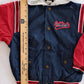 Vintage OshKosh B’gosh Red & Navy Hooded Varsity Jacket: 7y