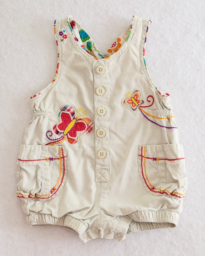 Y2K Children's Place Baby Butterfly Embroidered Romper: 6-9 Months