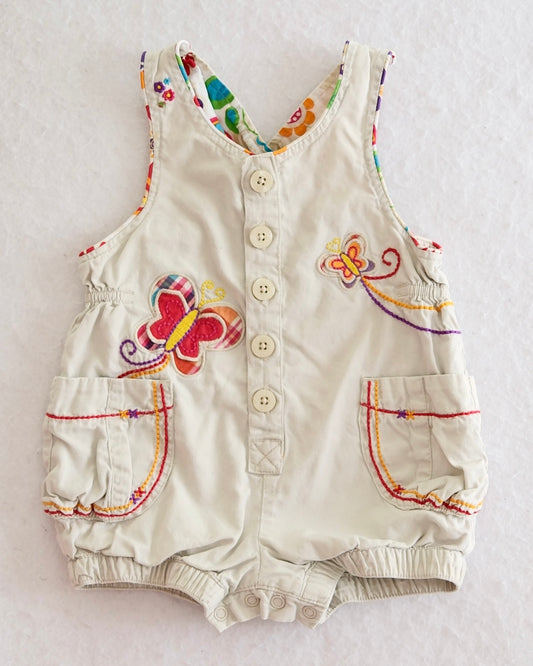Y2K Children's Place Baby Butterfly Embroidered Romper: 6-9 Months