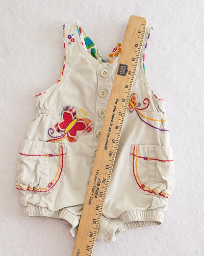 Y2K Children's Place Baby Butterfly Embroidered Romper: 6-9 Months