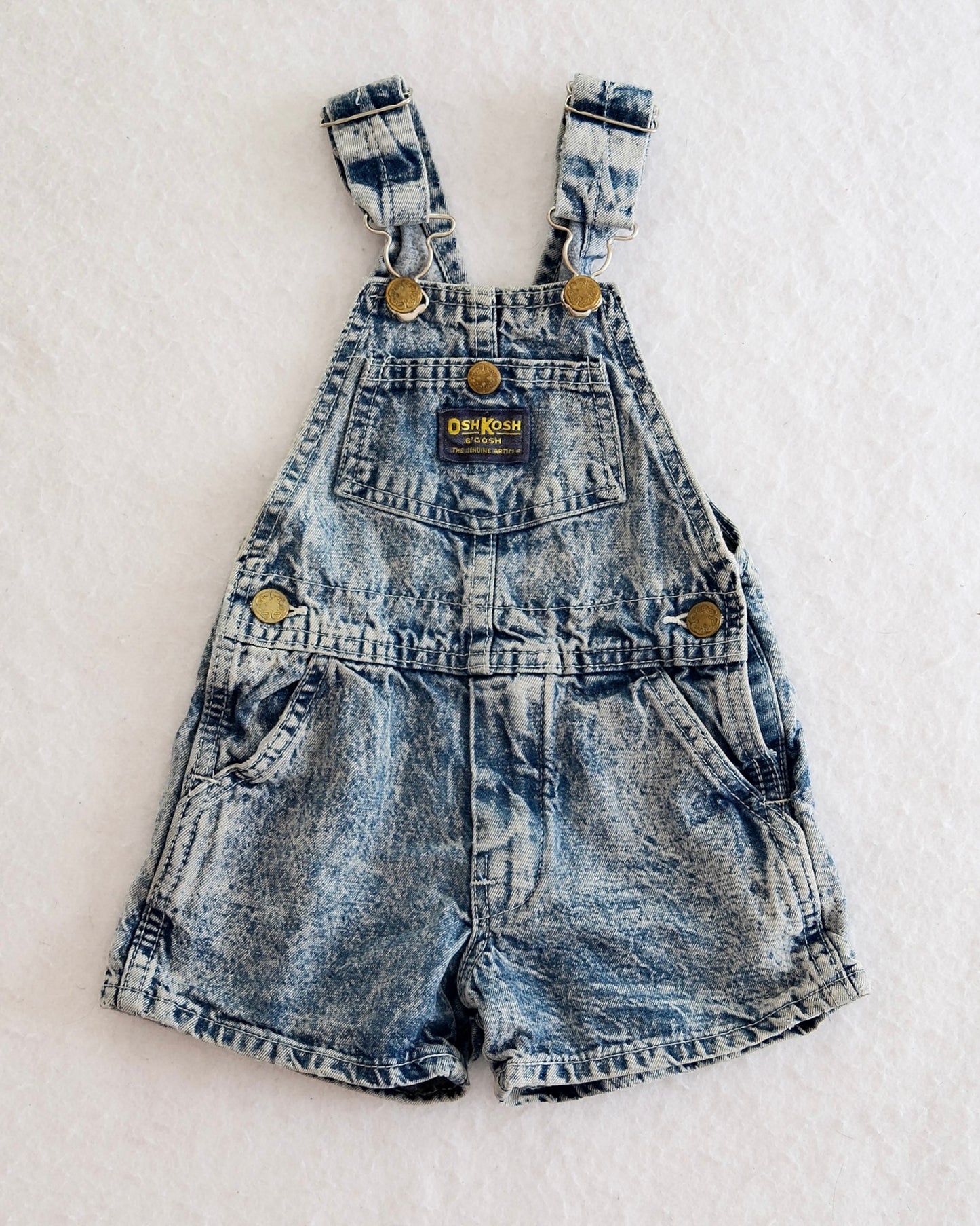 Vintage OshKosh B'Gosh Kids' Acid Wash Denim Shortalls: