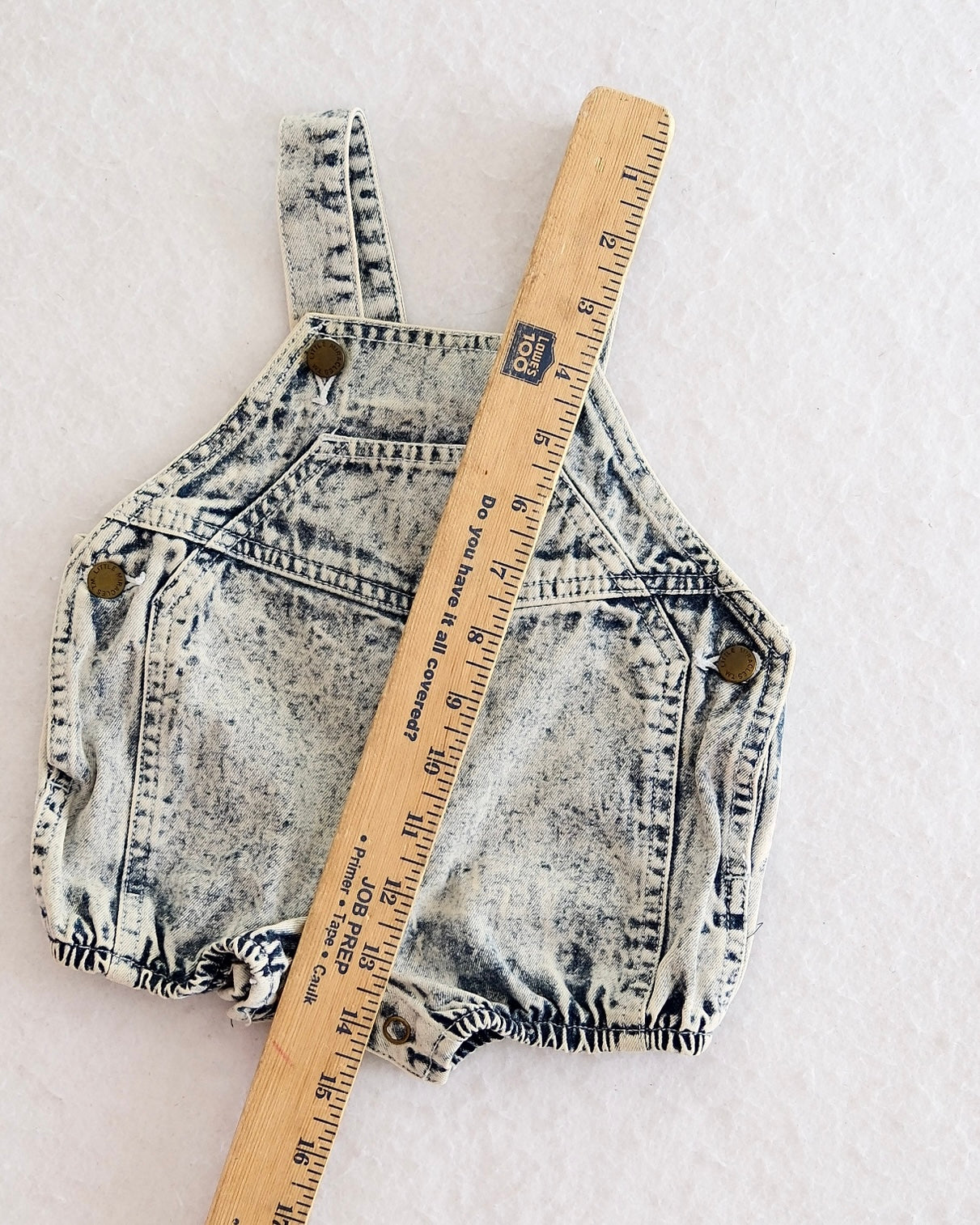 Vintage Baby Acid Wash Denim Bubble Shortalls Romper: 3-6 Months