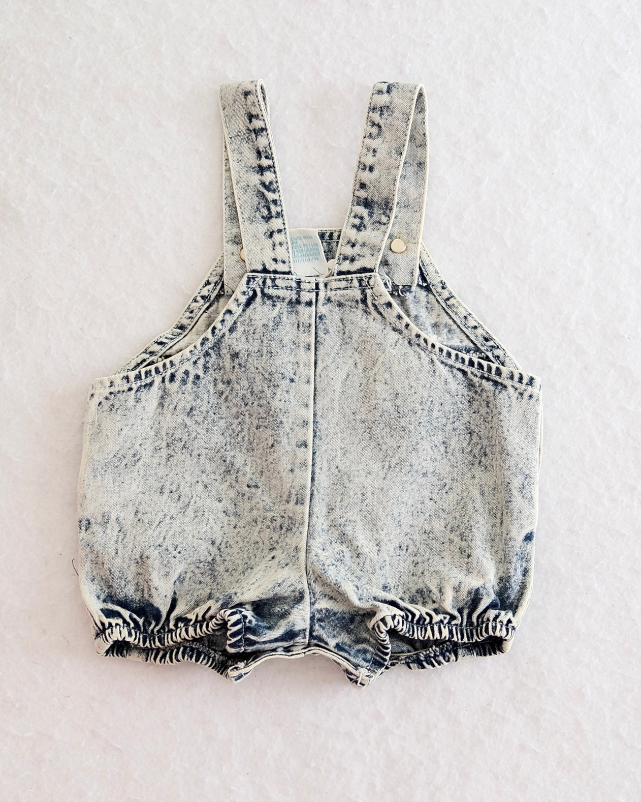 Vintage Baby Acid Wash Denim Bubble Shortalls Romper: 3-6 Months