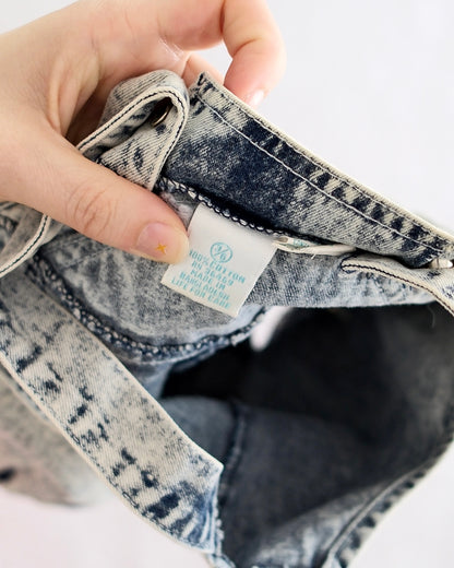 Vintage Baby Acid Wash Denim Bubble Shortalls Romper: 3-6 Months
