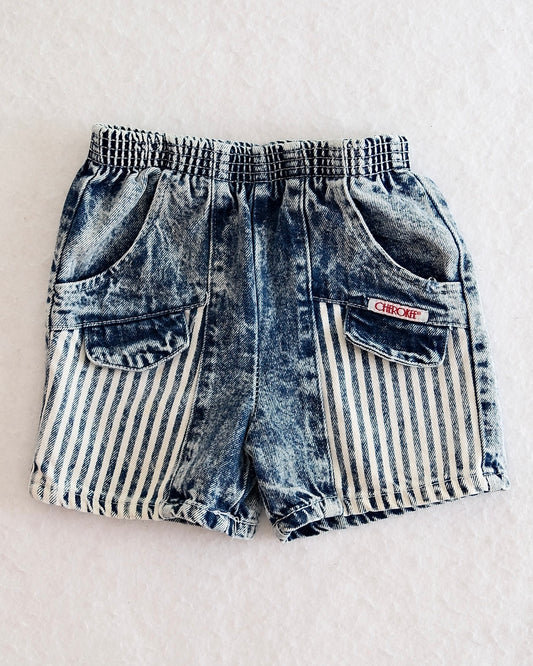 Vintage Cherokee Kids Acid Wash Hickory Stripe Denim Shorts: 3T?