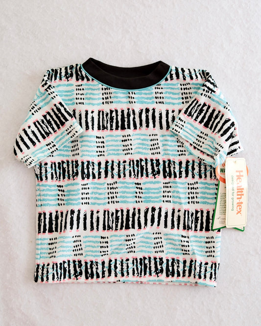 Vintage Healthtex Kids' White Abstract Print Ringer Tee: Size 5 — NWT