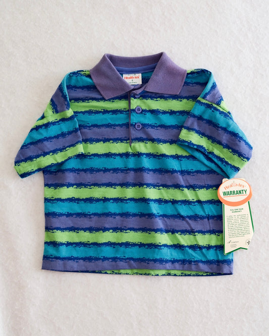 Vintage Healthtex Kids' Purple Green and Teal Stripe Polo: Size 5 — NWT