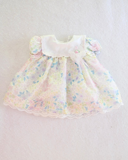 Y2K Bryan Pastel Floral Puffy Baby Dress: 3-6 Months
