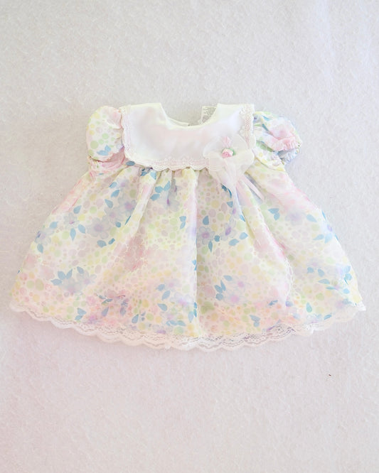 Y2K Bryan Pastel Floral Puffy Baby Dress: 3-6 Months