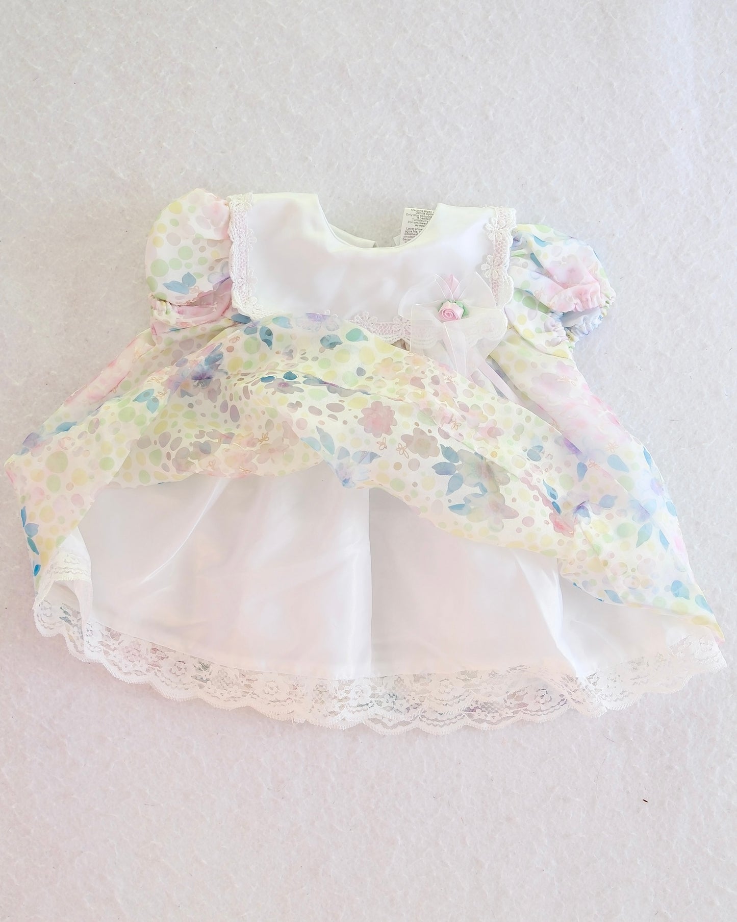 Y2K Bryan Pastel Floral Puffy Baby Dress: 3-6 Months