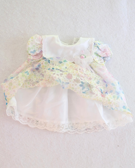 Y2K Bryan Pastel Floral Puffy Baby Dress: 3-6 Months