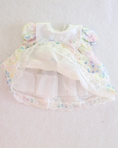 Y2K Bryan Pastel Floral Puffy Baby Dress: 3-6 Months