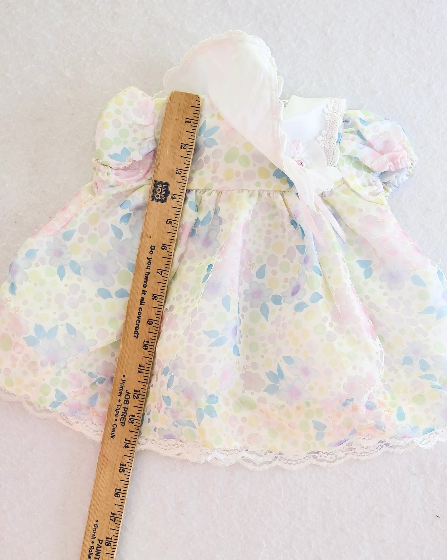 Y2K Bryan Pastel Floral Puffy Baby Dress: 3-6 Months