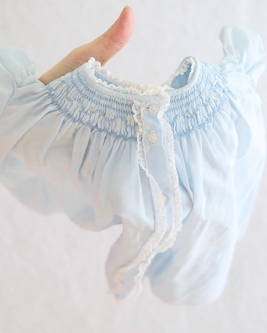Vintage Feltman Bros Light Blue Smocked Baby Dress: 6m?