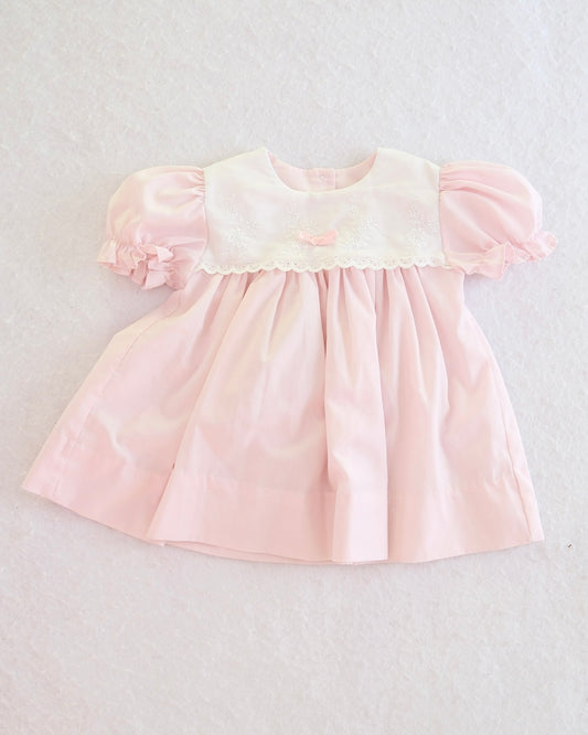 Vintage Alexis Pink Eyelet Yoke Baby Dress: 6 Months