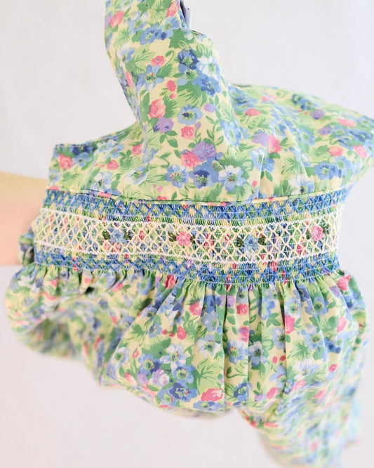 Y2K Blueberi Boulevard Yellow Garden Floral Smocked Girls Dress: Size 6