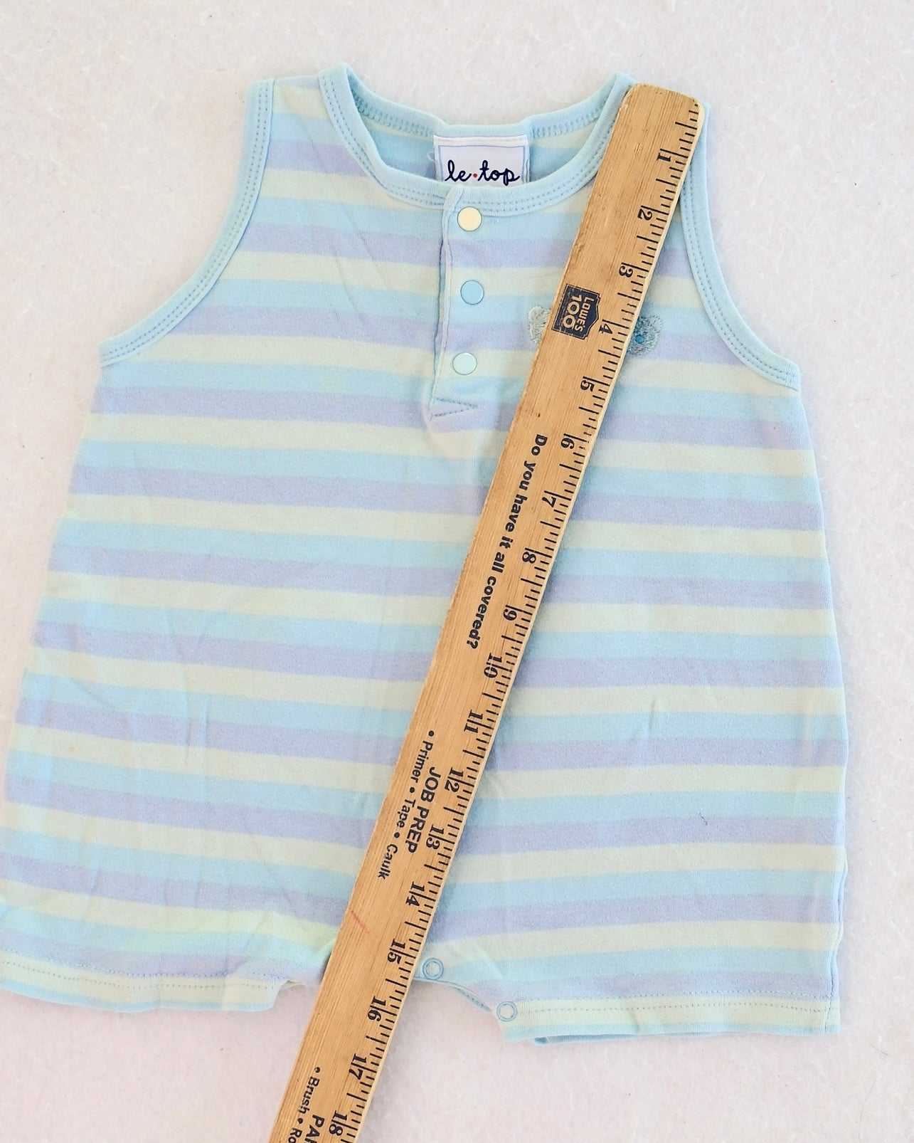 Vintage Le Top Blue Stripe Bear Baby Romper: 12m?