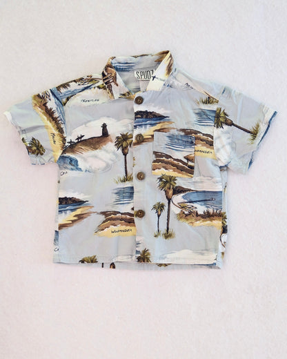 Vintage S.PUDZ California Surf Spots Button-Up Baby Shirt: 2T?