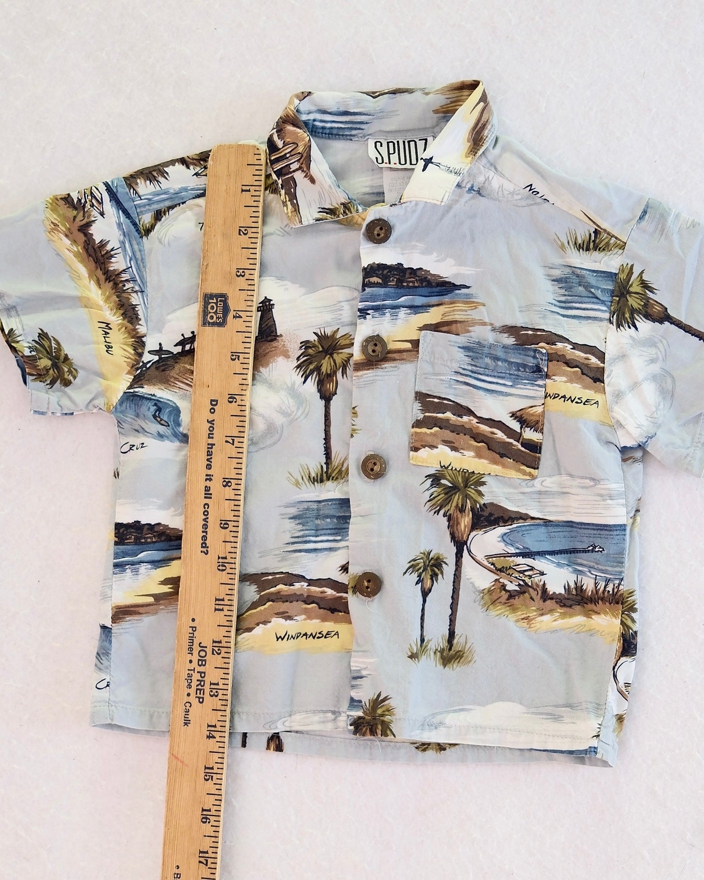 Vintage S.PUDZ California Surf Spots Button-Up Baby Shirt: 2T?