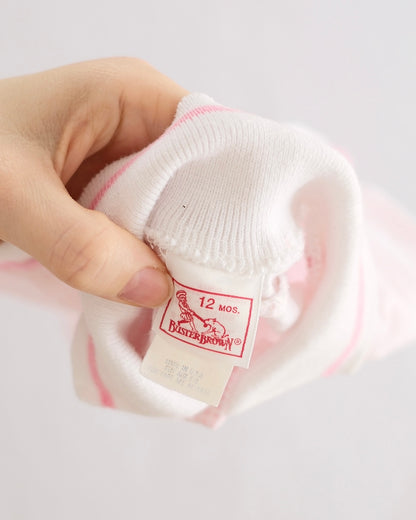 Vintage Buster Brown Pink Baby Romper: 12m - Yellow Clover Vintage Kids Clothes