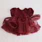 Vintage Burgundy Tulle Baby Party Dress: 24m