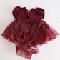 Vintage Burgundy Tulle Baby Party Dress: 24m
