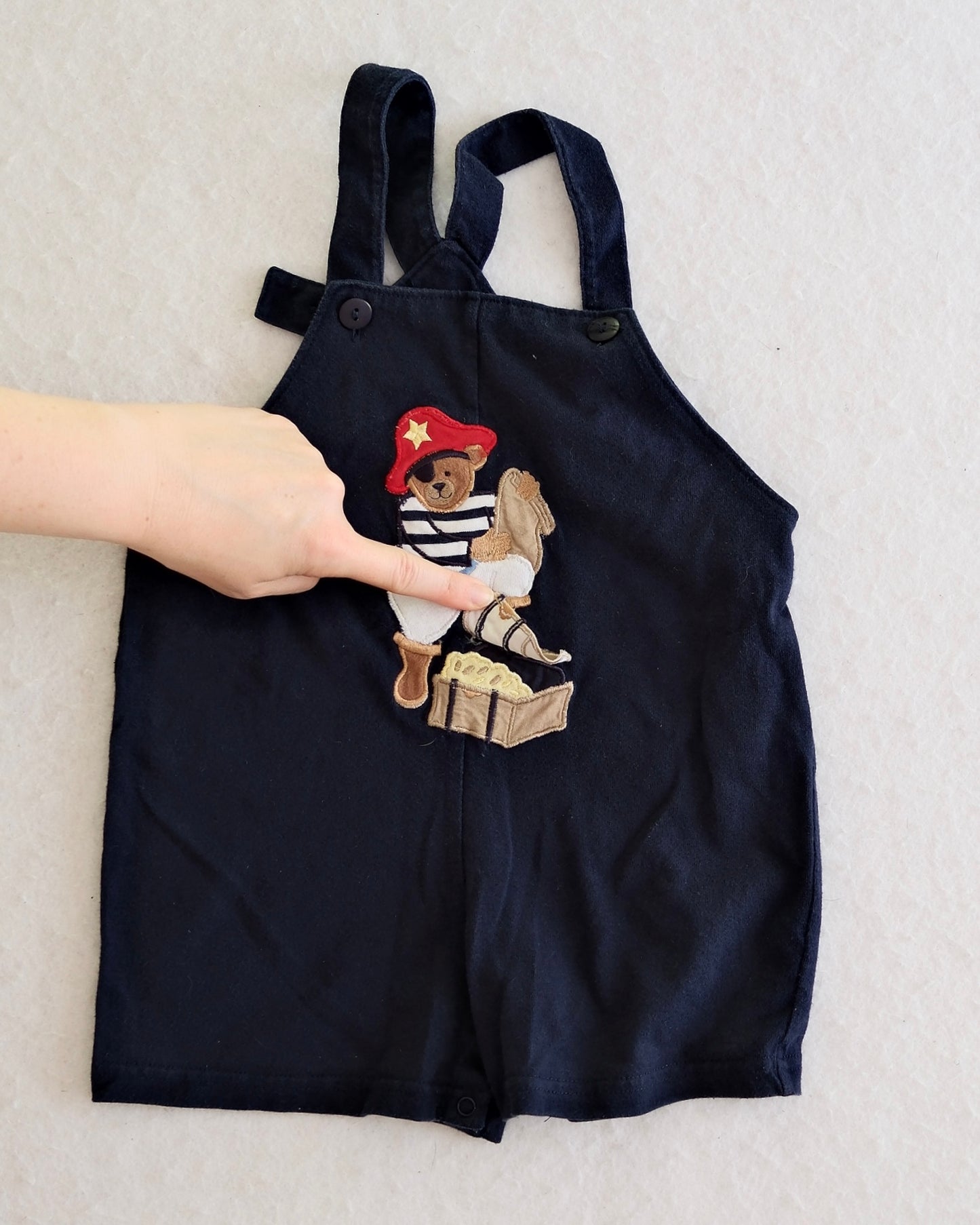 Y2K Goodlad Navy Pirate Bear Baby Romper: 18 Months