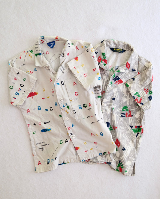 Vintage OshKosh + OP Surf Print Kids Button-Up Shirt Bundle: 8/10y?
