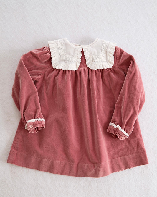 Vintage Cacharel Dusty Pink Velvet Toddler Dress: Size 4