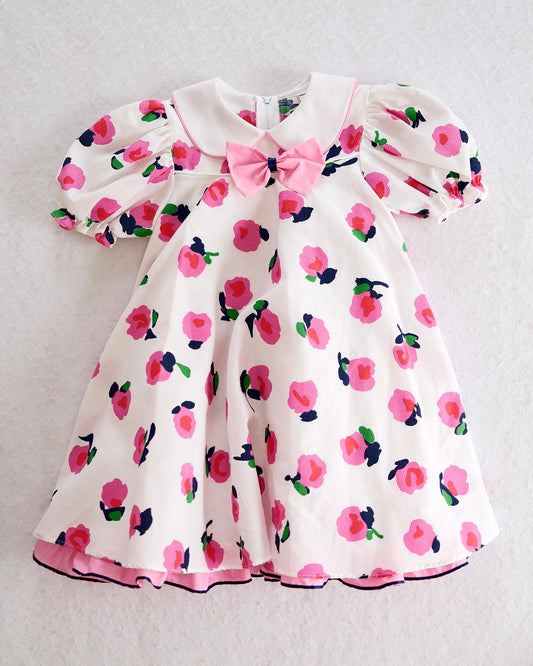 Vintage Bryan Pink and White Floral Twirly Dress: 4T