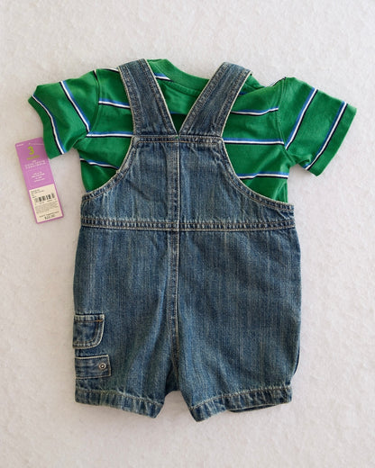 Y2K Carter's Sailboat Turtle Denim Overalls Set: 3m/12m fit