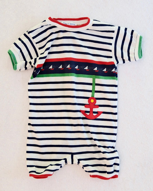 Vintage Eiseman Boys Navy Stripe Anchor Toddler Romper: XL/24m