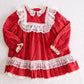 Vintage Bryan Red Lace Prairie Toddler Dress: 3T