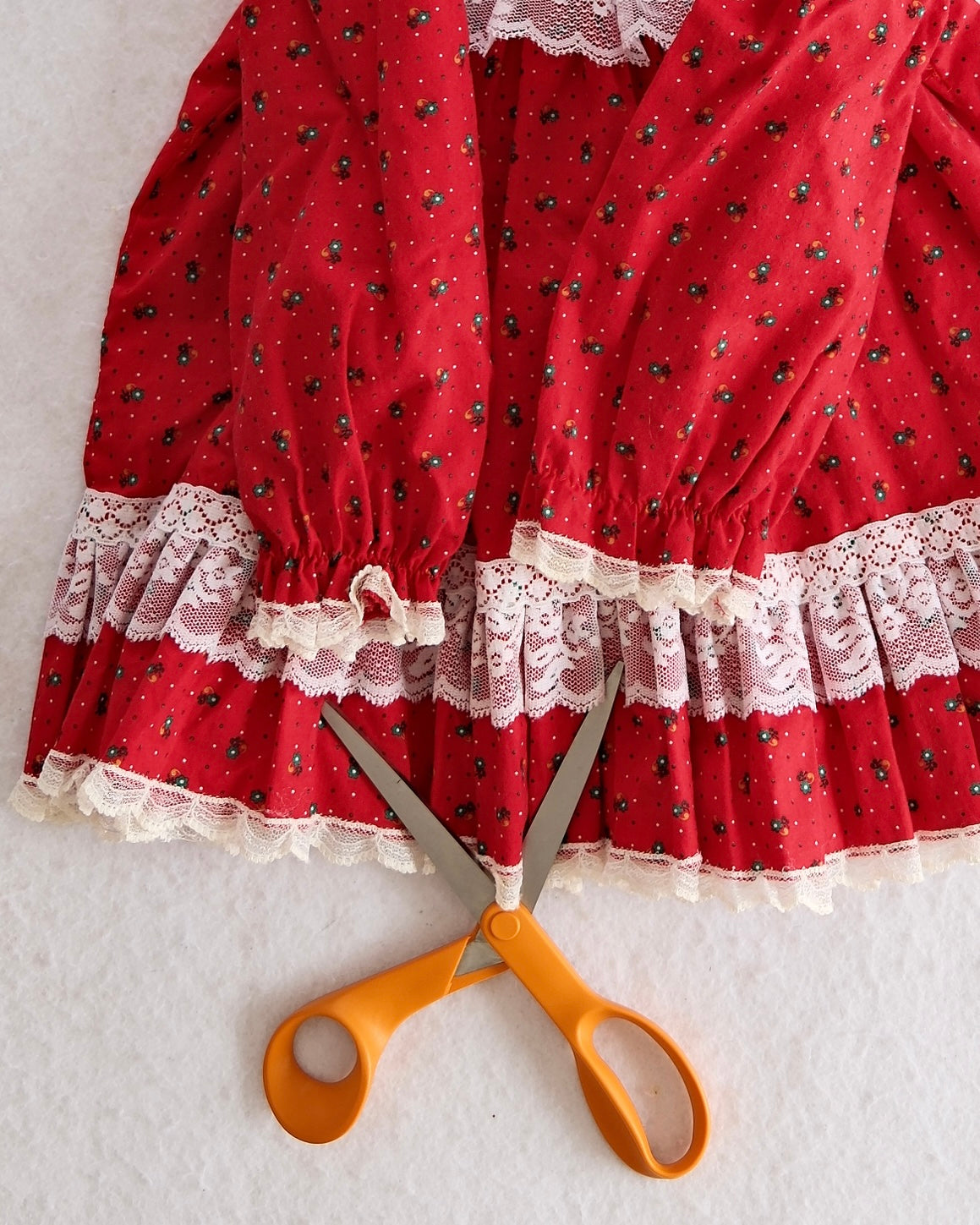 Vintage Bryan Red Lace Prairie Toddler Dress: 3T