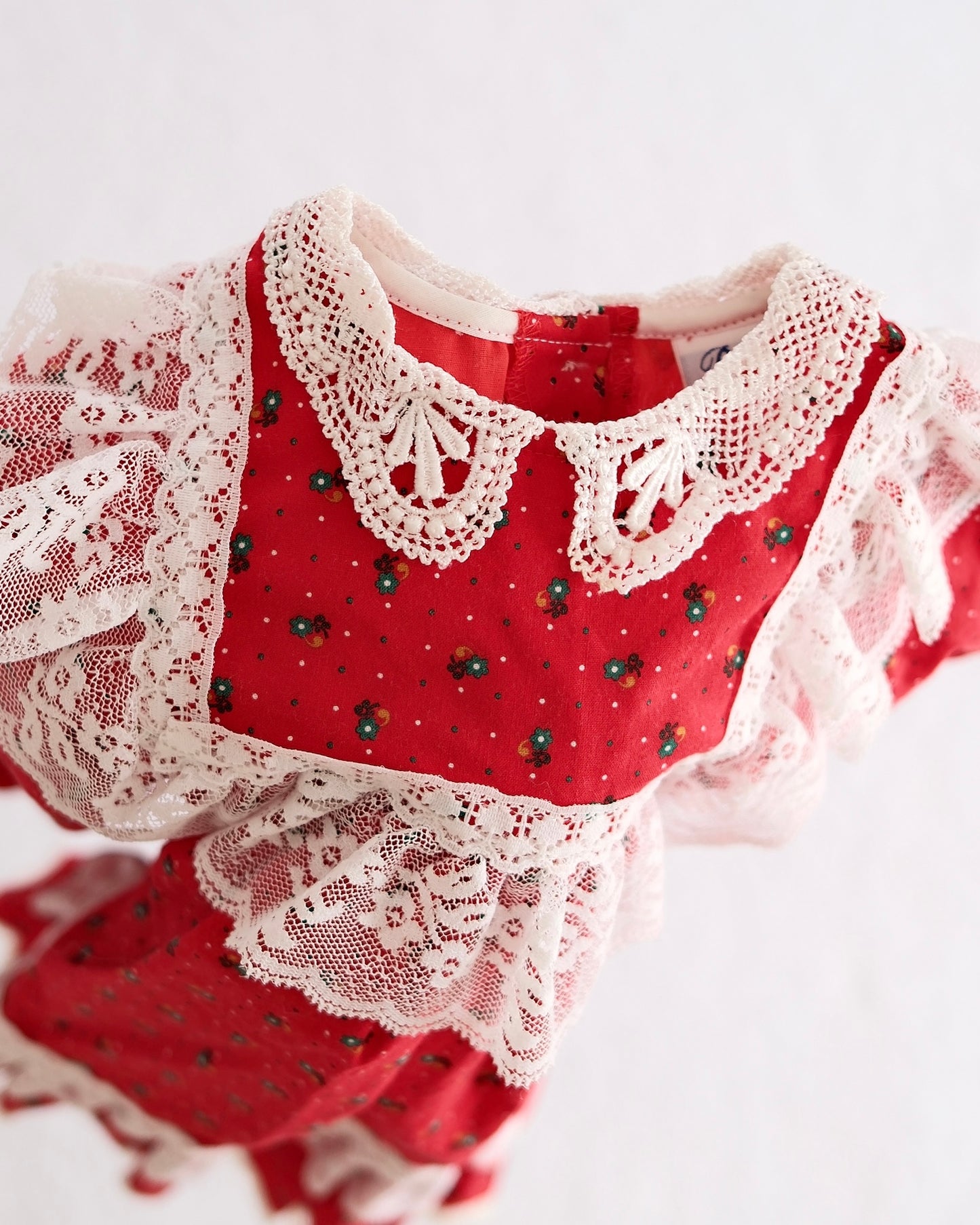 Vintage Bryan Red Lace Prairie Toddler Dress: 3T
