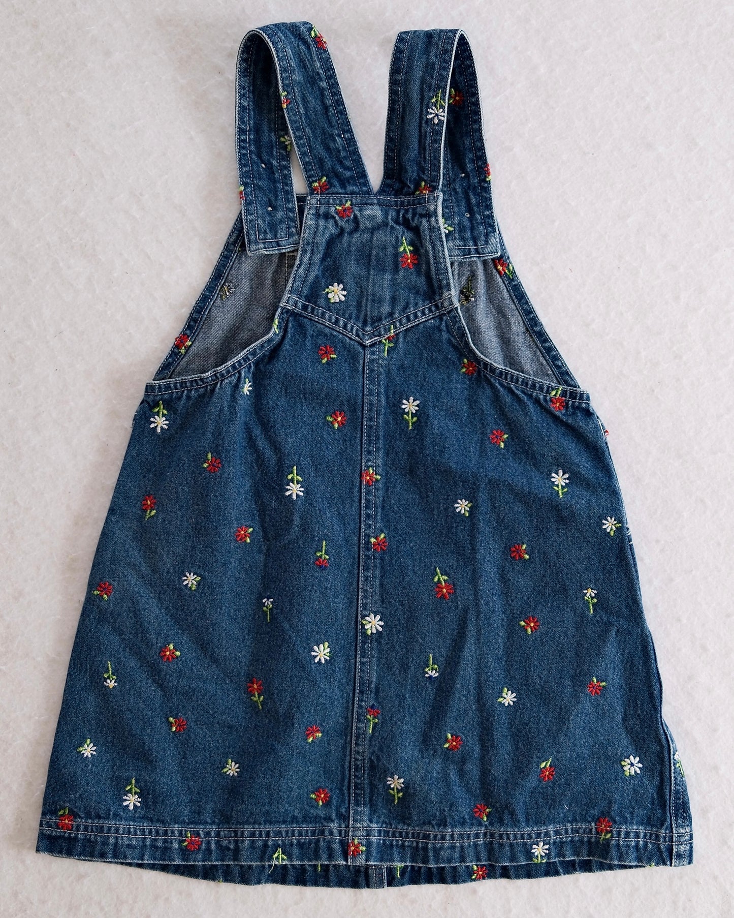 Y2K Carter’s Floral Embroidered Denim Overall Dress: 5y